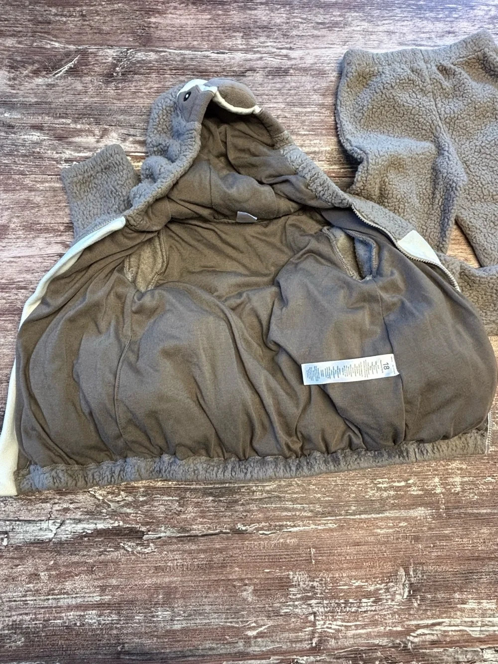 Carter's Sloth Fleece Costume Set Cute Halloween Dress Up Animal Jungle 18 Month - Picture 5 of 5